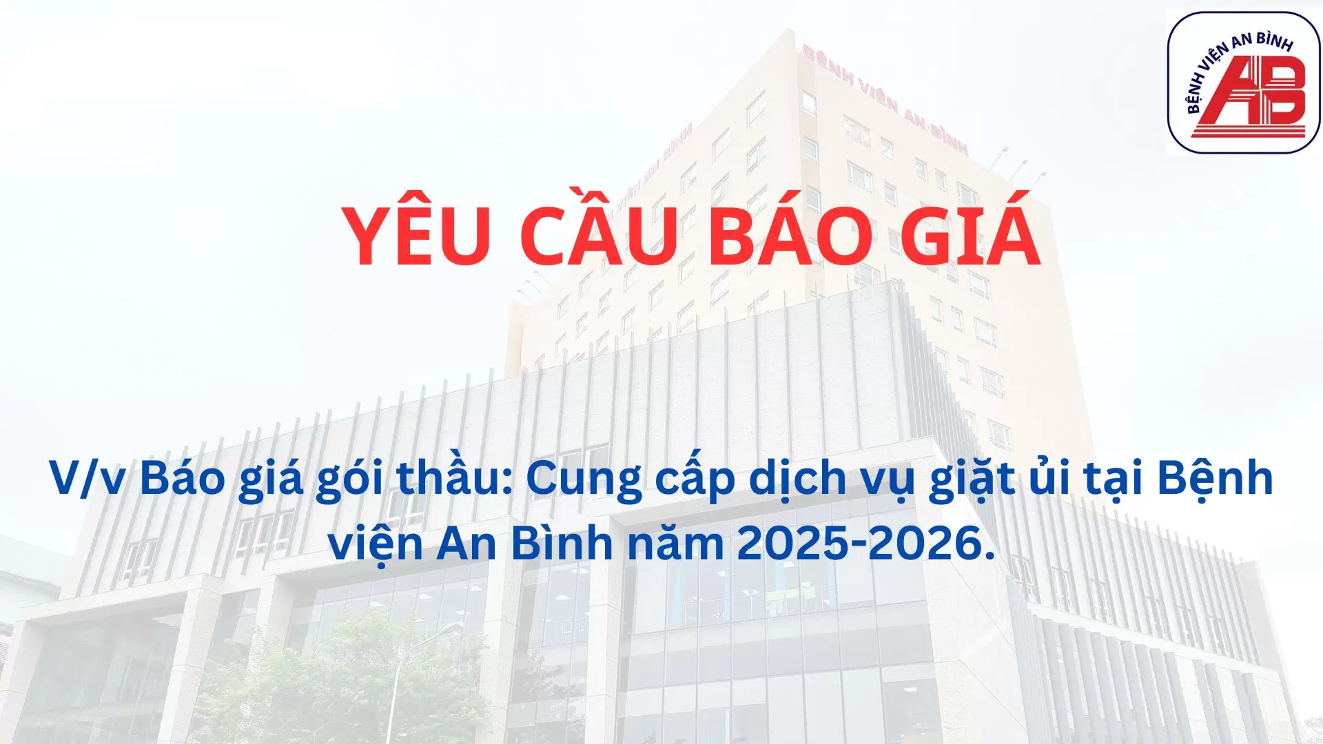 Cung cấp dịch vụ giặt ủi tại Bệnh viện An Bình năm 2025-2026.