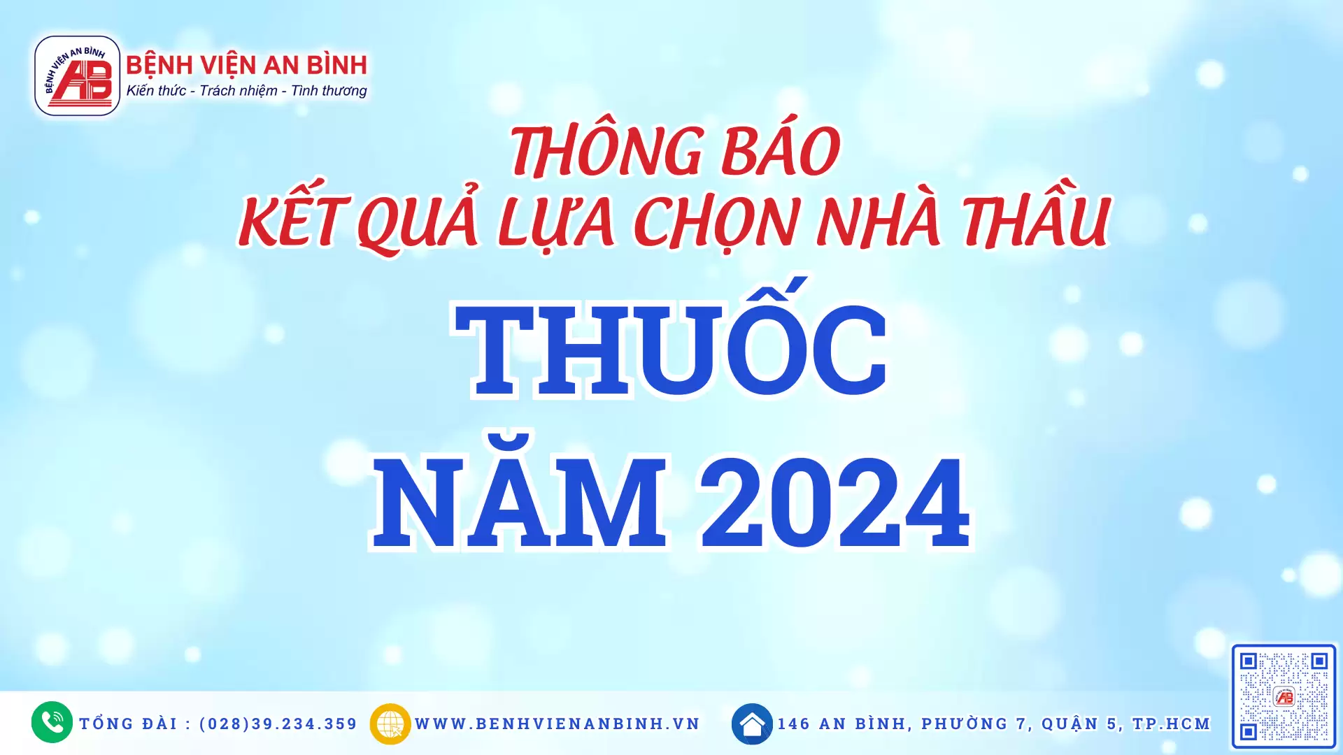 Thông báo kết quả lựa chọn nhà thầu – Vật tư y tế – Năm 2024