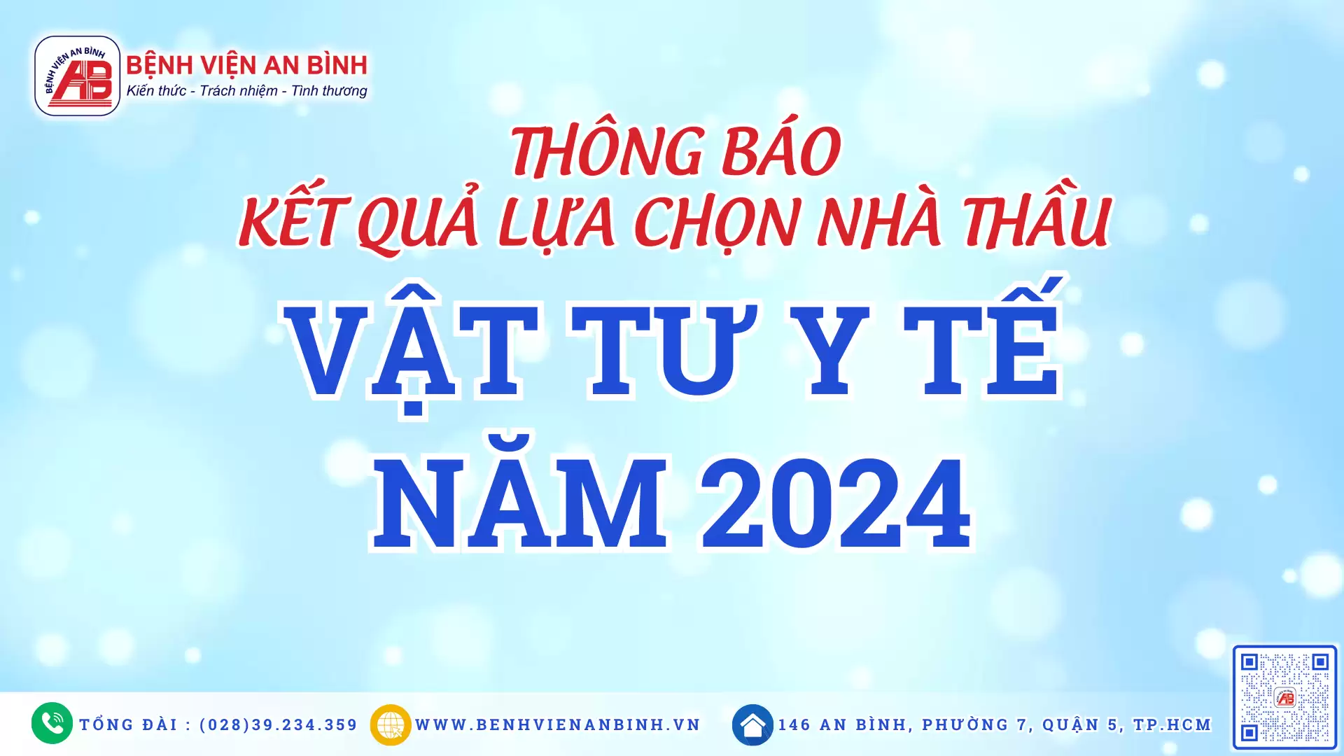 Thông báo kết quả lựa chọn nhà thầu – Vật tư y tế – Năm 2024
