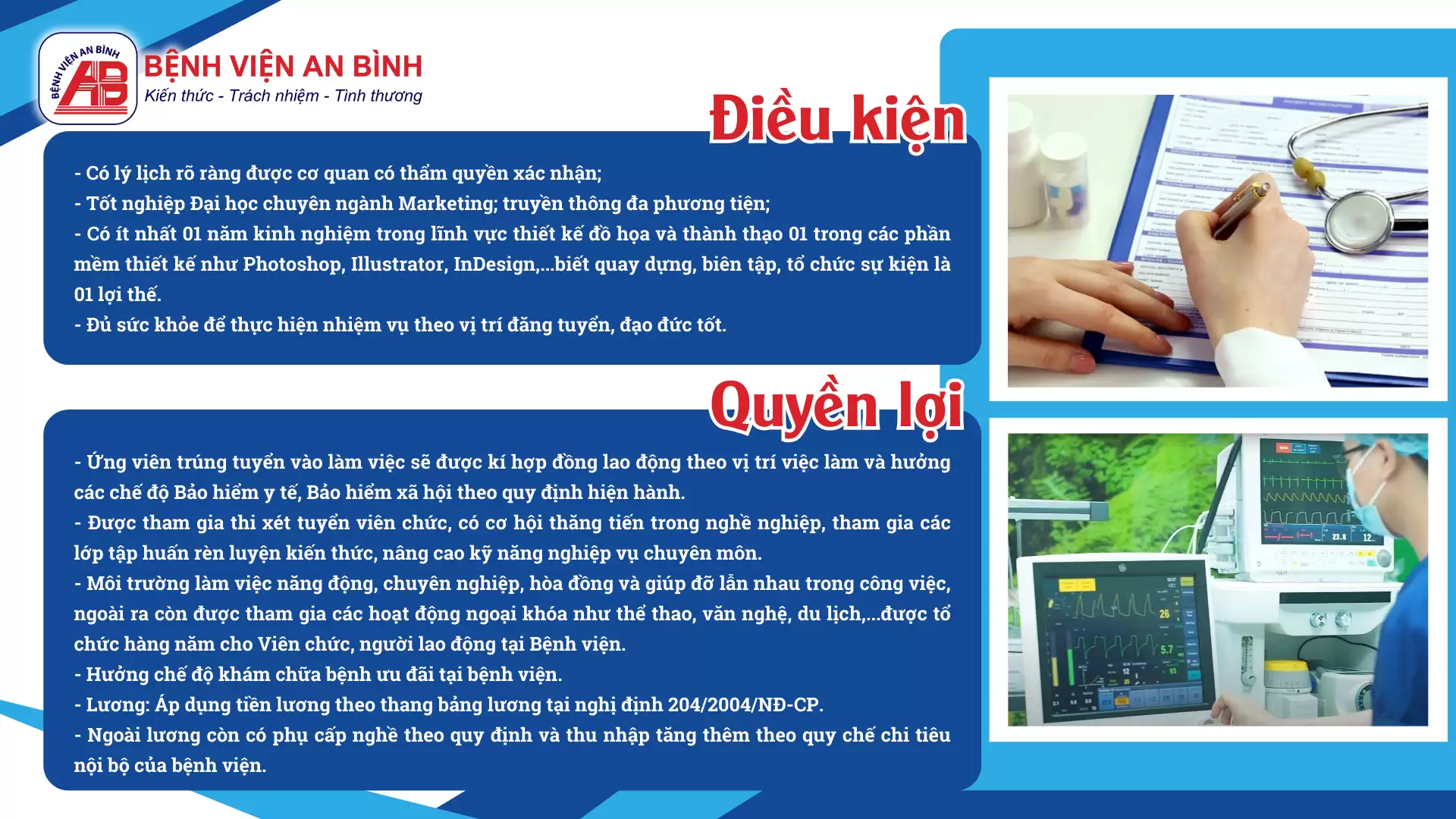 Thông báo tuyển dụng nhân sự: Bác sĩ Gây mê hồi sức, Bác sĩ Ung bướu. (nhân bản)