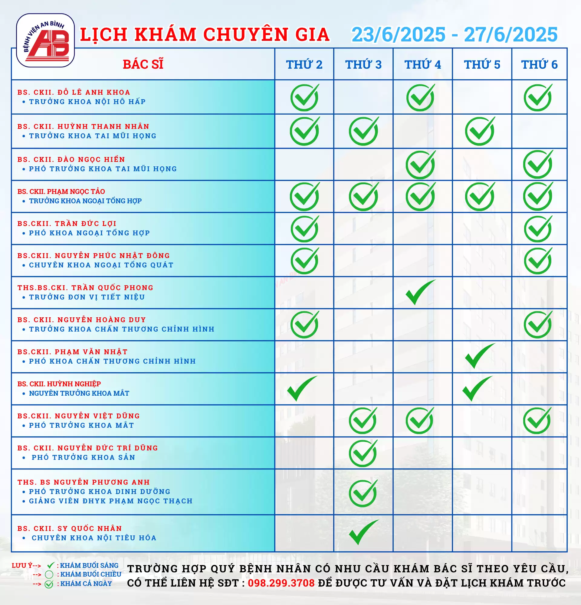 Lịch Khám Bệnh