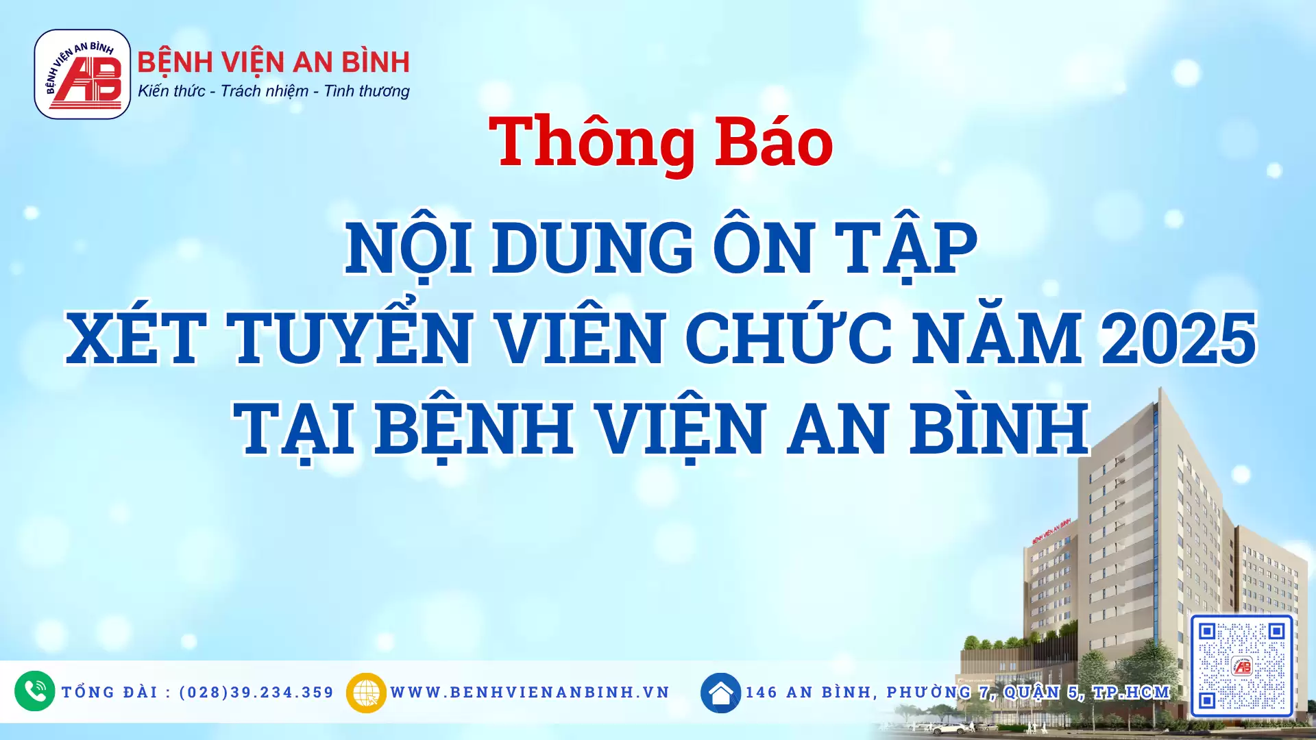 Thông báo nội dung ôn tập xét tuyển viên chức năm 2025 tại Bệnh viện An Bình