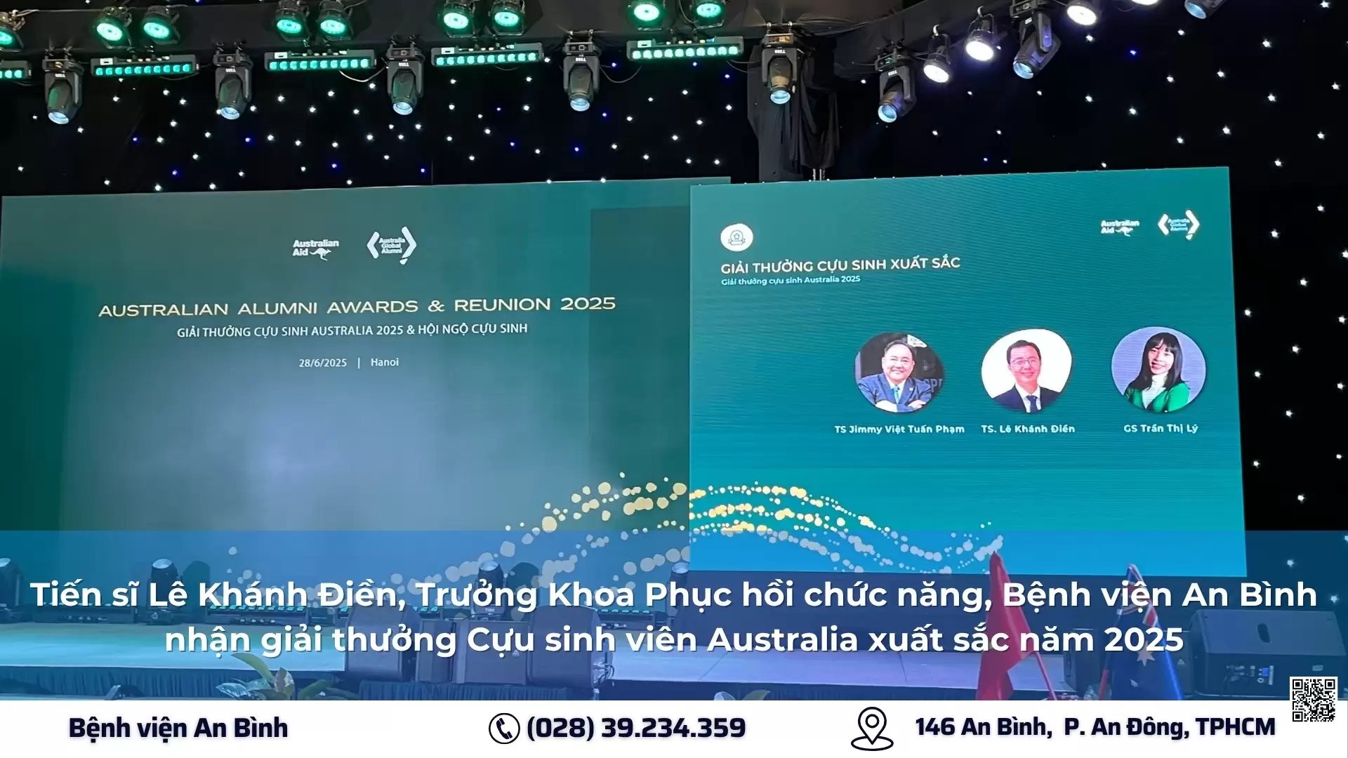 Tiến sĩ Lê Khánh Điền, Trưởng Khoa Phục hồi chức năng Bệnh viện An Bình nhận giải thưởng Cựu sinh viên Australia xuất sắc năm 2025