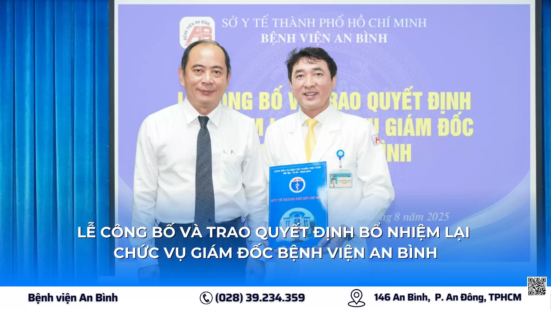 Lễ công bố và trao Quyết định bổ nhiệm lại chức vụ Giám đốc Bệnh viện An Bình
