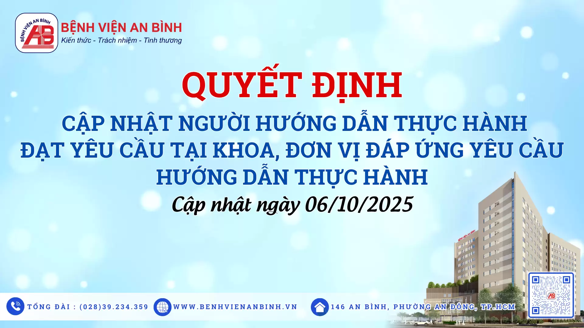 Quyết định cập nhật người hướng dẫn thực hành đạt yêu cầu tại khoa, đơn vị đáp ứng yêu cầu hướng dẫn thực hành ngày 06/10/2025