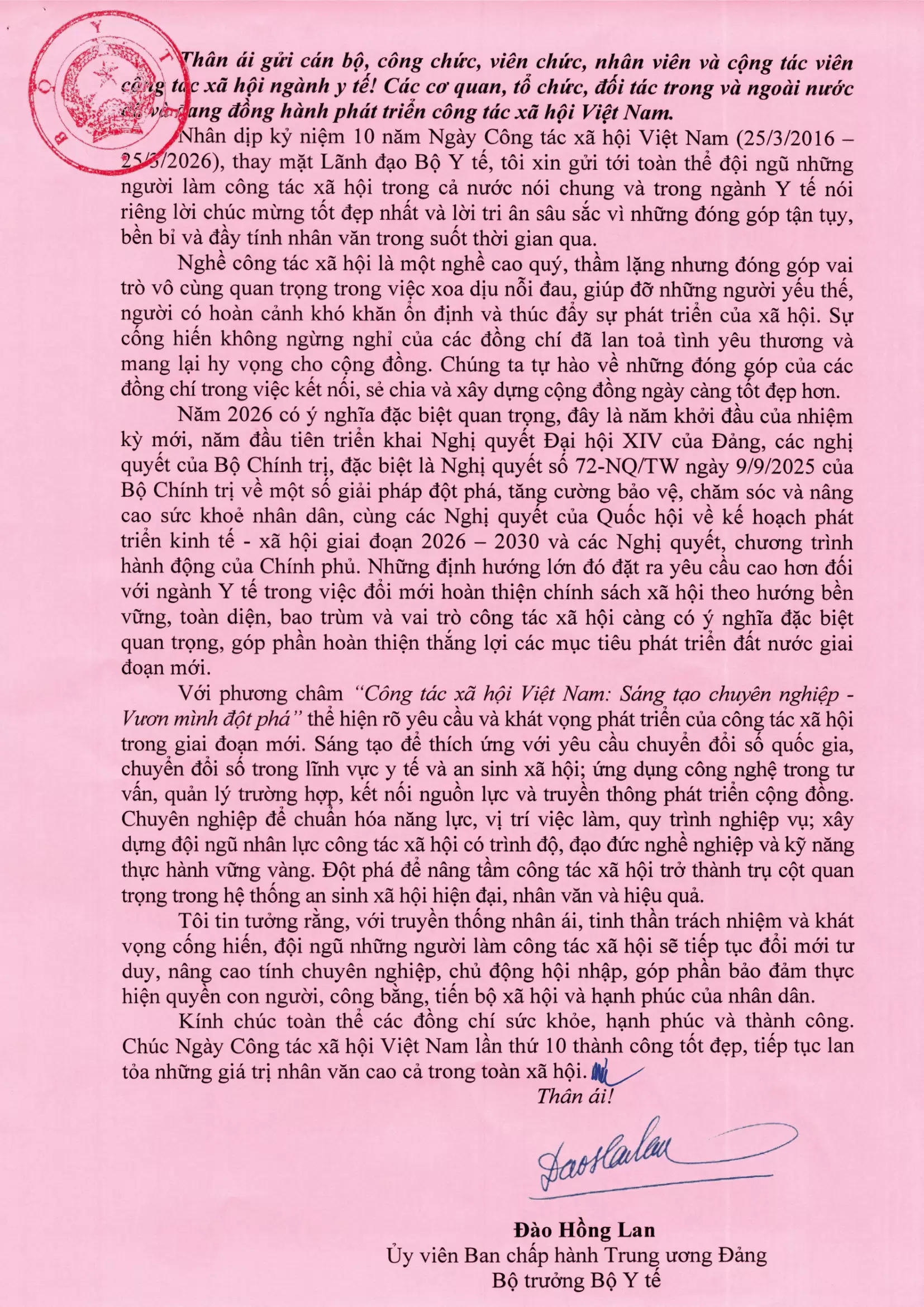 Chúc mừng ngày Công tác xã hội Việt Nam 25/3/2026