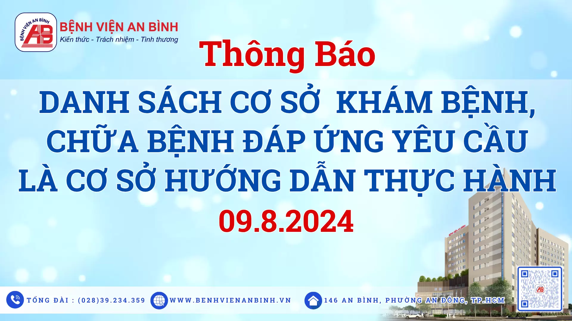 Thông báo danh sách cơ sở khám bệnh, chữa bệnh đáp ứng yêu cầu là cơ sở hướng dẫn thực hành – 01/7/2024