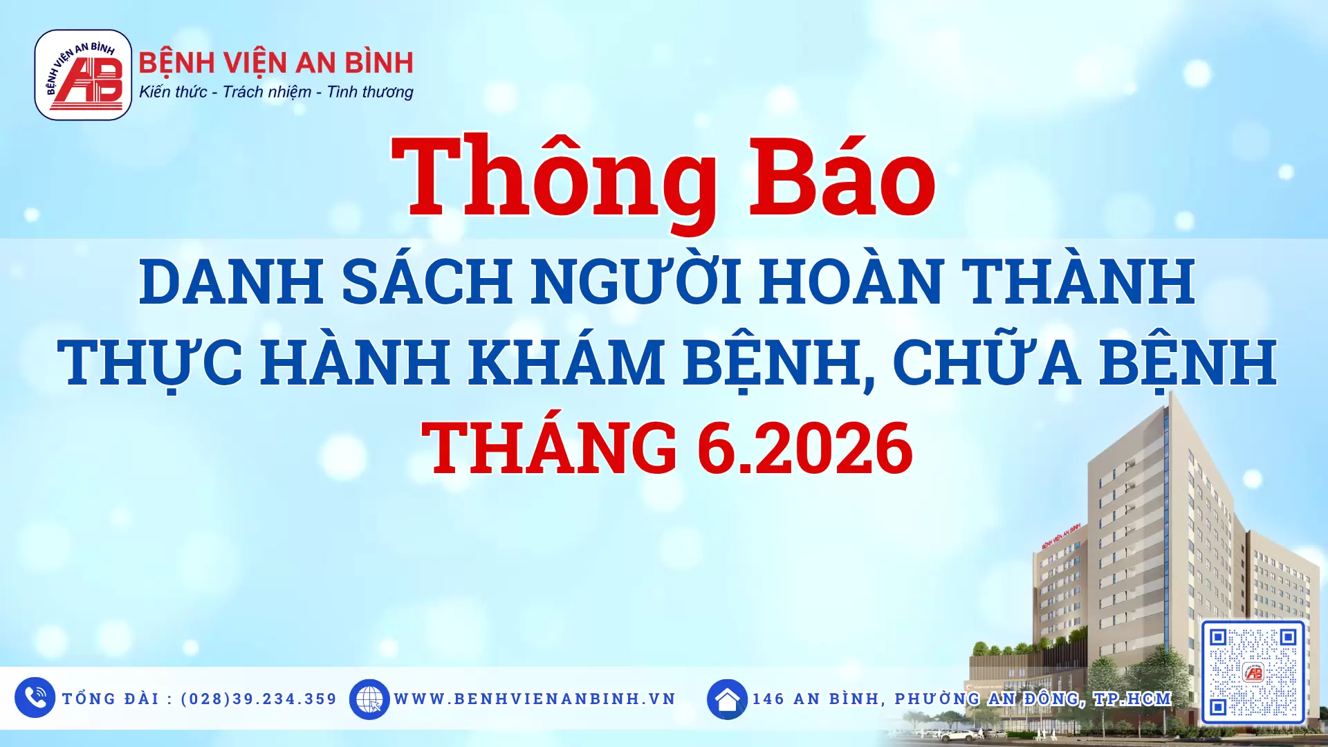 Thông báo danh sách người hoàn thành thực hành khám bệnh, chữa bệnh tháng 6 năm 2026