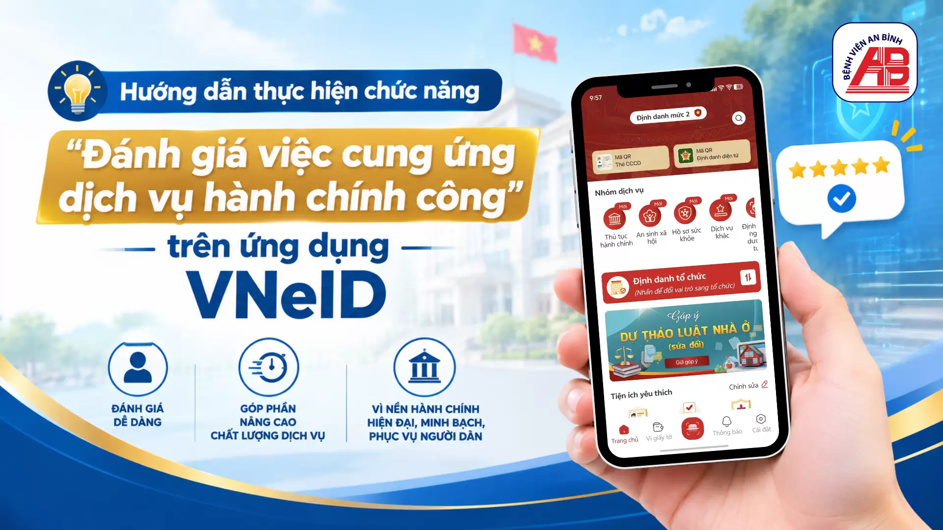 Hướng dẫn thực hiện chức năng “Đánh giá việc cung ứng dịch vụ hành chính công” trên ứng dụng VNeID